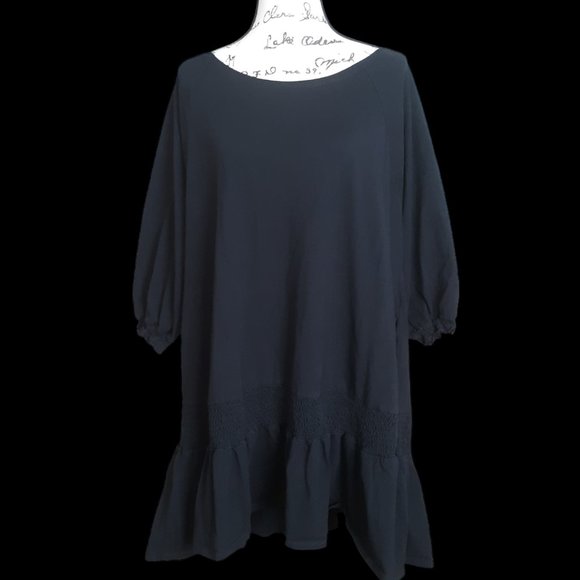 Free People Black Peplum Hem Boho Beaded Pockets Oversized - Picture 2 of 9